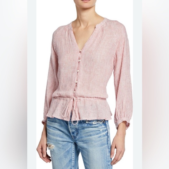 Perfect Rails marti red striped linen blend blouse small - Picture 2 of 8